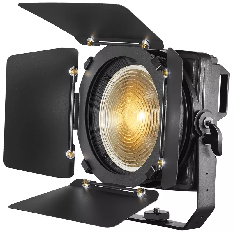 01 100W 200W LED Folding Fresnel Spotlight RGBW Single Color 20-55° Manual Zoom MEAN WELL Power DMX RDM Fanless Studio Broadcase Lighting for Gallery Photography Ceremony TV Show Charity Event