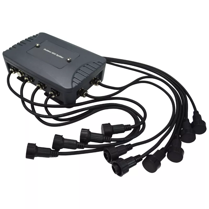 01 IP65 Waterproof Die-Cast Aluminum 8-Way DMX512 Splitter 1-In 8-Out Isolated Amplifier Waterproof Connector LED Stage Lighting Controller 8-Channel DMX Distributor Amplifier 8-Way Isolated IP65 Signal Equipment