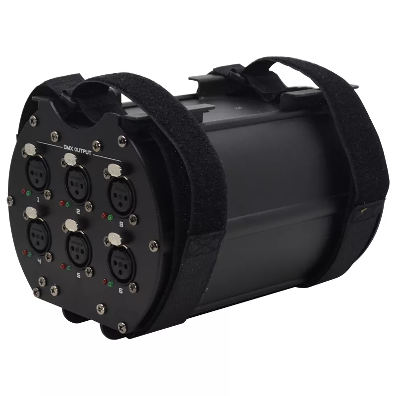 02 6-Way DMX512 Distributor 1-In 6-Out Isolated Amplifier Neutrik 3Pin XLR PowerCON Multi Mount LED Indicator Stage Lighting Controller for Light Event Club Lighting Rental Mobile Show Signal Amp