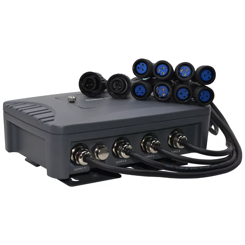 02 IP65 Waterproof Die-Cast Aluminum 8-Way DMX512 Splitter 1-In 8-Out Isolated Amplifier Waterproof Connector LED Stage Lighting Controller 8-Channel DMX Distributor Amplifier 8-Way Isolated IP65 Signal Equipment