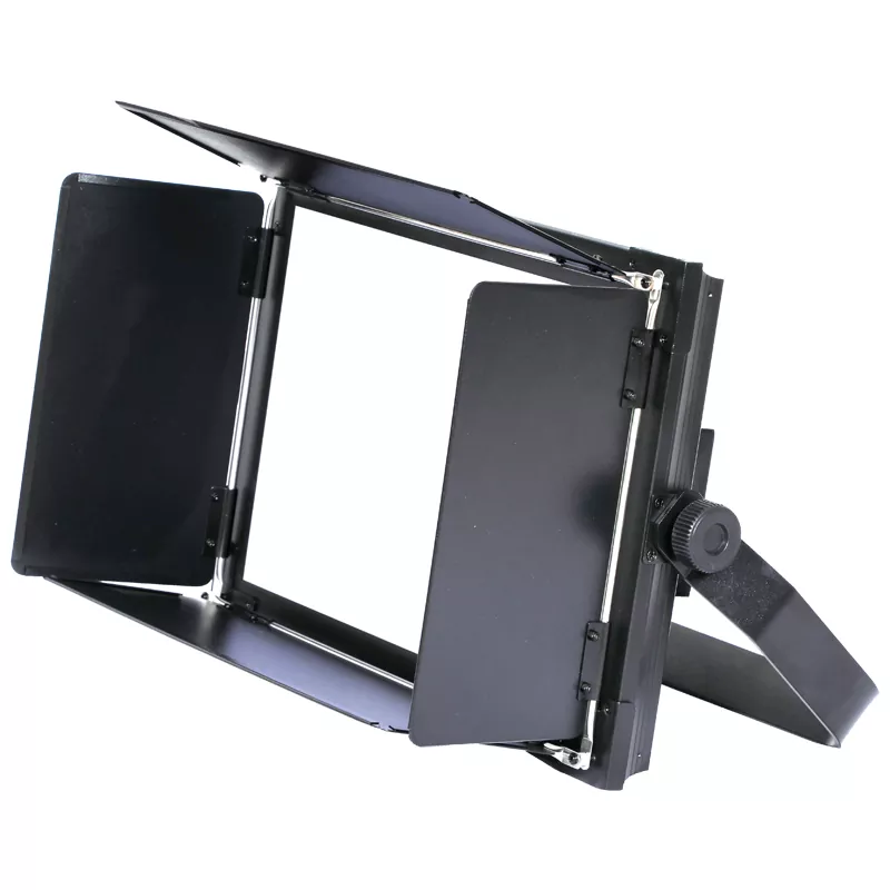 03 100W Bi-color LED Video Soft Light 3000-6000K Ra95+ 120° 3000-6000K Fanless DMX RDM LCD Display Die-Cast Aluminum 4 Dimming Curves 4 Barndoors Studio Lighting for Photography Interview Church Lecture Gallery