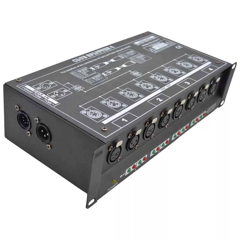 DMX512 1-In 8-Out Distributor Signal Amplifier Isolated Independent Driver LED Indicator Wide Voltage High Voltage Protection Stage Lighting Controller 8 Way 1 Input 8 Output DMX Splitter 1 to 8 Output DMX512 Signal Amplifier