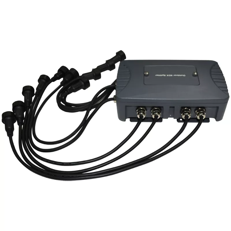 03 IP65 Waterproof Die-Cast Aluminum 8-Way DMX512 Splitter 1-In 8-Out Isolated Amplifier Waterproof Connector LED Stage Lighting Controller 8-Channel DMX Distributor Amplifier 8-Way Isolated IP65 Signal Equipment