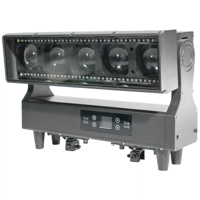 1 IP65 Waterproof 5*60W RGBW 4in1 LED Zoom Bar Light 2.5°-32° Zoom RDM DMX Control Individual Control 2500K-7000K CTT Linear Zoom Stage Event Lighting for Concert Festival Wedding Landscape Bar