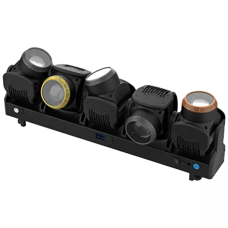 New 5 Heads 120W RGB Lemon Yellow Moving Head Light DMX512 RDM Control Beam Wash Strobe Effect Stage Lighting for Disco Wedding Club Park Event
