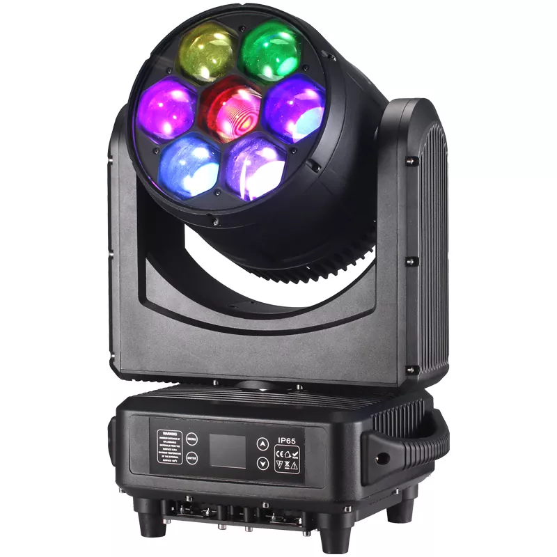 11 IP65 Waterproof 7*60W RGBW Bee Eye Moving Head 6°-50° Zoom 360° Lens Rotation Pixel Control DMX RDM ARTNET 2500-10000K CTT DJ Club Bar Outdoor Stage Show Lighting