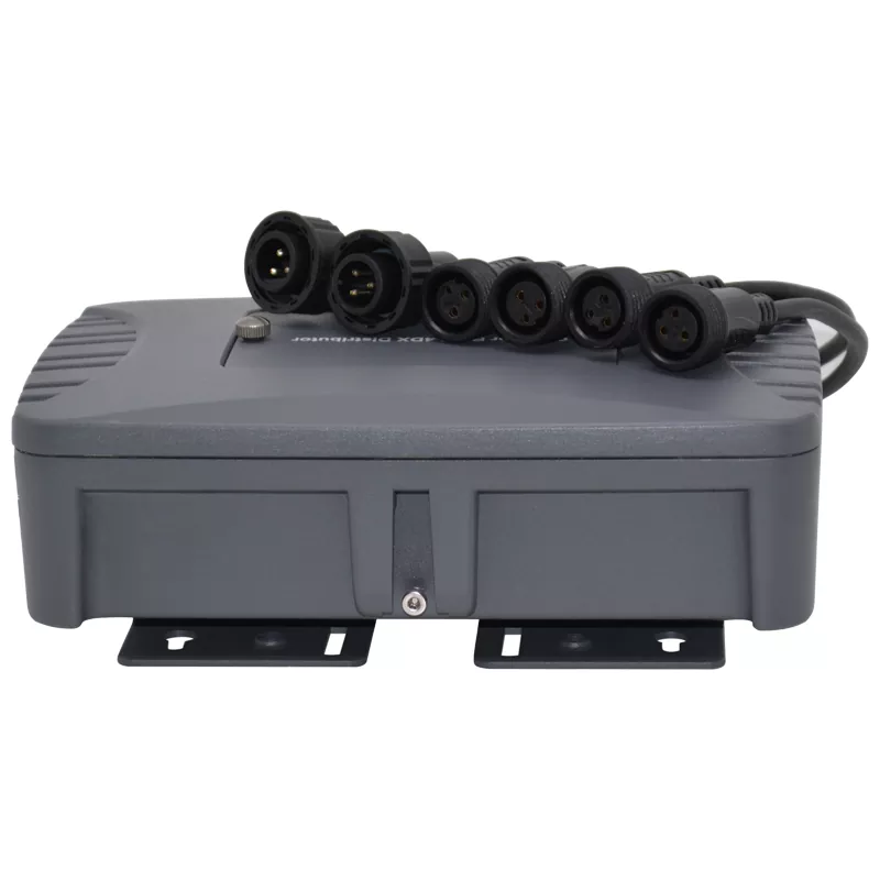 IP65 Outdoor Die-Cast Aluminum 4-Way DMX512 Distributor 1-In 4-Out Isolated Amplifier Waterproof Connector LED Stage Lighting Controller Wide Voltage 88-256V 4-Channel DMX Splitter Professional Signal Equipment