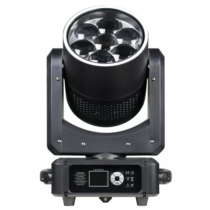 Mini 7*60W RGBW Bee Eye Moving Head Light 4°-55° Zoom 50000h Lifespan RGB LED Ring Strobe Static Dynamic Effects Stage Show Event Lighting CTT 4 Dimming Curves DJ Disco Party Light