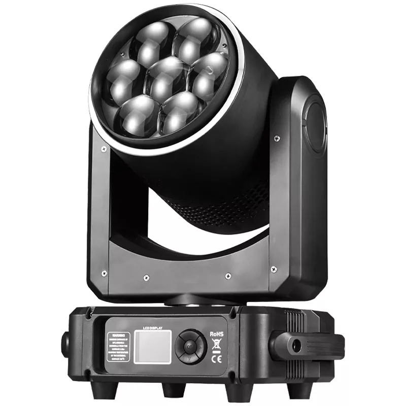 Mini 7*60W RGBW Bee Eye Moving Head Light 4°-55° Zoom 50000h Lifespan RGB LED Ring Strobe Static Dynamic Effects Stage Show Event Lighting CTT 4 Dimming Curves DJ Disco Party Light