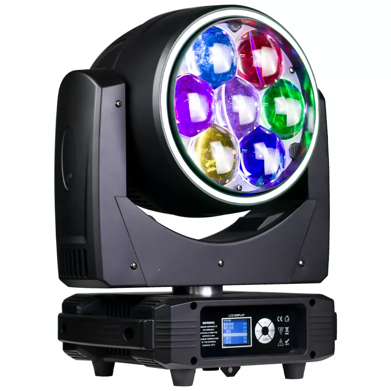 7*60W RGBW 4in1 LED Wash Moving Head 6°-50° Zoom Dual RGB Backlight Pixel Control 36/48/64CH DMX Stage Performance Lighting Color Mixing DJ Disco Party Show Light Dynamic Effects Club Event Lighting