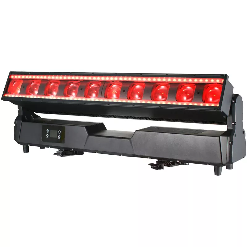 IP65 Waterproof 10*60W RGBW 4in1 Rattlesnake Zoom Bar Light 2.5°-32° Zoom RDM DMX Control Individual Control Stage Lighting for Outdoor Concert Show Festival Bar Landscape Club Events