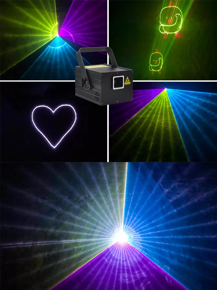 34 2W/3W LED Animation Laser with 20KPPS RGB Beam Effect Line Animation Effect Single Beam Safety System Stable Operation Indoor Entertainment Laser Fixture for KTV Nightclub Large Shows Bar Disco Stage Performance Lighting