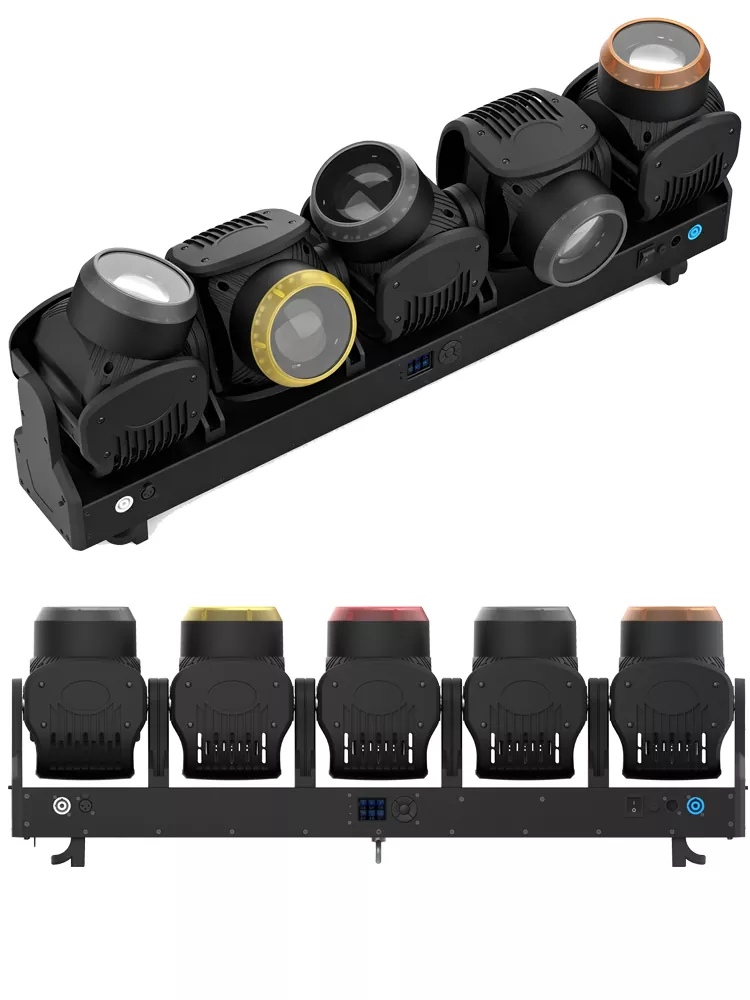 New 5 Heads 120W RGB Lemon Yellow Moving Head Light DMX512 RDM Control Beam Wash Strobe Effect Stage Lighting for Disco Wedding Club Park Event