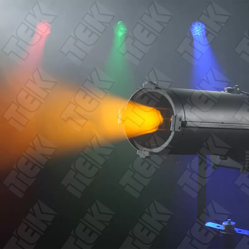 34-8 IP65 300W LED Ellipsoidal Light Spotlight Auto Zoom DMX Shutter Cutting RGBAL CW WW Die‑Cast Aluminum Silent Fanless Stage Lighting DMX512 RDM Outdoor for Stadium Show Plaza Museum Landscape