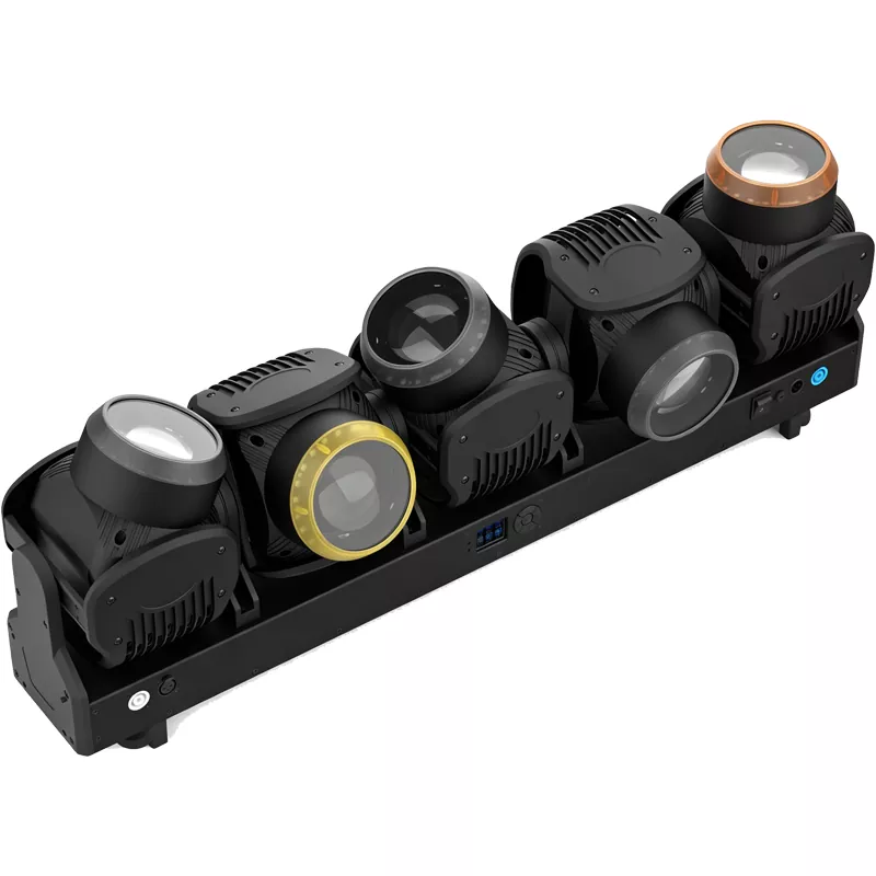 New 5 Heads 120W RGB Lemon Yellow Moving Head Light DMX512 RDM Control Beam Wash Strobe Effect Stage Lighting for Disco Wedding Club Park Event