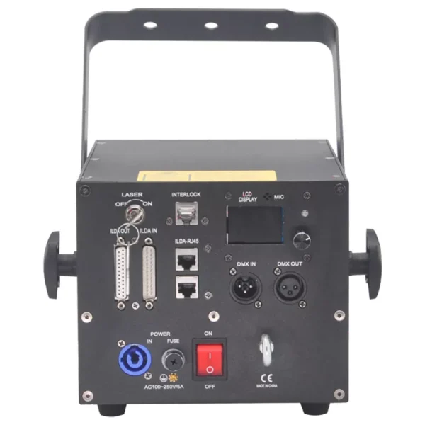 5 15W RGB Laser Light 25KPPS Bluetooth High Speed Scanner ±25° Wide Scanning Angle IP51 Waterproof APP DMX ILDA Interface Indoor Stage Laser Projector Beam Effect for Club Performance Venues Entertainment Events