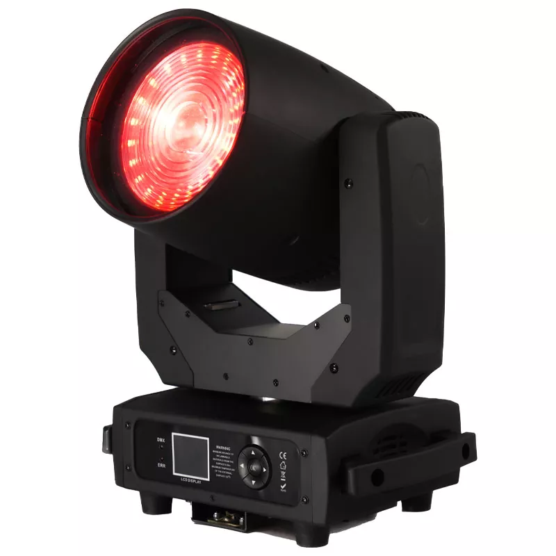 5 150W LED Zoom Wash Moving Head 120W RGBL Main Light 24pcs RGB Ring Light 4°-48° Zoom Frost Effect 16bit Pan Tilt Stage Event Lighting for Banquet Show Club DJ Studio TV Station