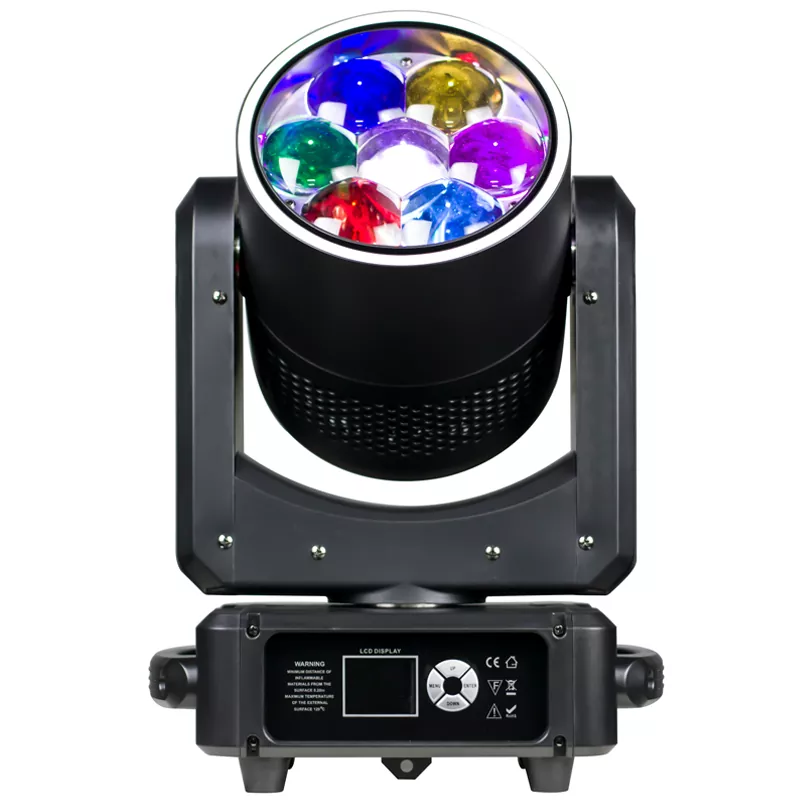 Mini 7*60W RGBW Bee Eye Moving Head Light 4°-55° Zoom 50000h Lifespan RGB LED Ring Strobe Static Dynamic Effects Stage Show Event Lighting CTT 4 Dimming Curves DJ Disco Party Light