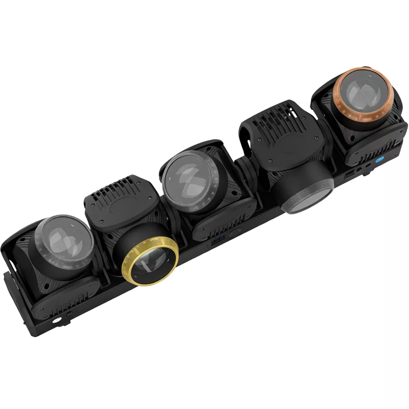 New 5 Heads 120W RGB Lemon Yellow Moving Head Light DMX512 RDM Control Beam Wash Strobe Effect Stage Lighting for Disco Wedding Club Park Event