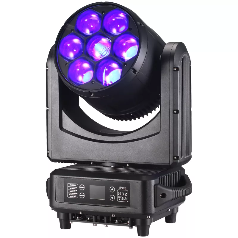 7 IP65 Waterproof 7*60W RGBW Bee Eye Moving Head 6°-50° Zoom 360° Lens Rotation Pixel Control DMX RDM ARTNET 2500-10000K CTT DJ Club Bar Outdoor Stage Show Lighting