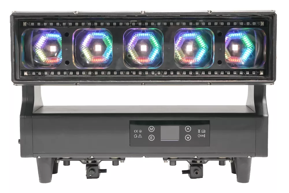IP65 Waterproof 5*60W RGBW 4in1 LED Zoom Bar Light 2.5°-32° Zoom RDM DMX Control Individual Control 2500K-7000K CTT Linear Zoom Stage Event Lighting for Concert Festival Wedding Landscape Bar