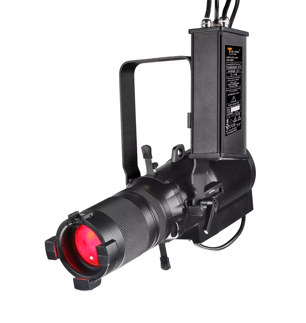 80W IP65 Waterproof LED Profile Spotlight High CRI Ra95 50000H Lifespan Manual Focus Adjustable Beam Angle DMX RDM Silent Fanless Stage Effect Lighting for Performance Wedding Event Venue Indoor Outdoor Entertainment Show