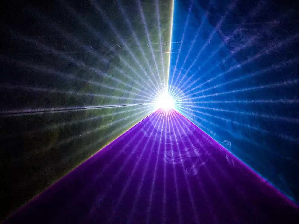 2W/3W LED Animation Laser with 20KPPS RGB Beam Effect Line Animation Effect Single Beam Safety System Stable Operation Indoor Entertainment Laser Fixture for KTV Nightclub Large Shows Bar Disco Stage Performance Lighting