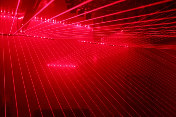 10 Heads Parallel Red Laser Bar 100mW Bar Beam Effects Dustproof DMX512 Lightweight Stage Laser Light Key Switch Remote for Club KTV Party Lighting Indoor Entertainment Device