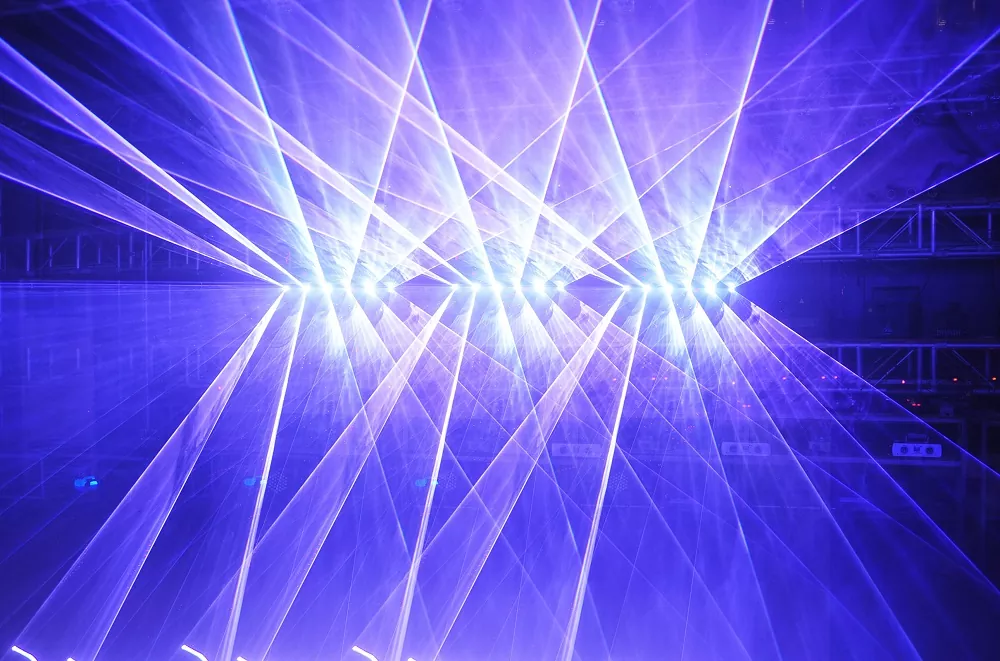 6-Heads RGB Animation Laser Light 6-Beam Array 20KPPS Scanner DMX512 12CH/60CH Control Analog Modulation IP61 Dustproof Class 4 Laser Stage Lighting Projector DMX/Sound/Auto/ILDA Modes PC Control Club Bar Party Show Lighting Equipment