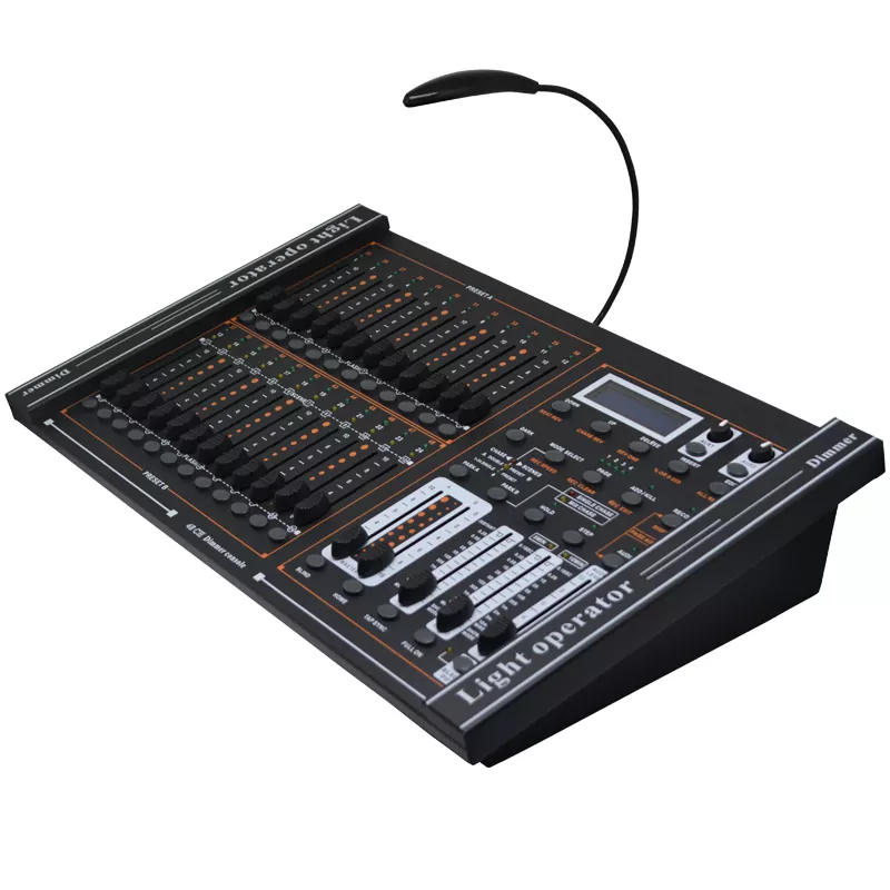 24/48CH DMX512 Dimming Console 48 Playback Faders 48000 Steps 2 Aux Buttons Adjustable Chase Fade Bidirectional Reassignable 3Pin DMX LED DC9V Device Multi Channel Lighting Controller Universal 24/48 Way DMX Console Stage Performance Equipment Indoor Lighting Controller