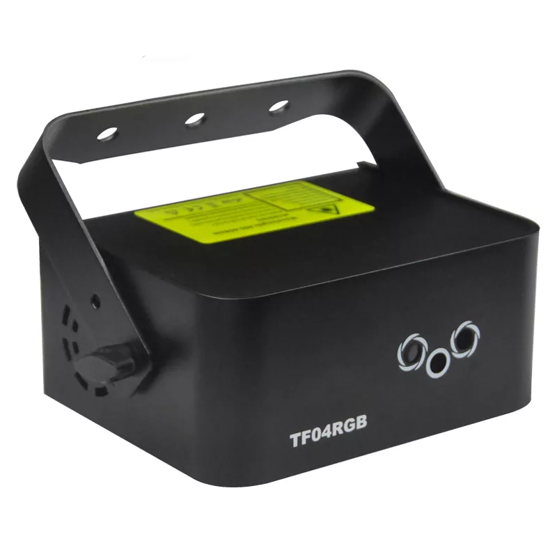 01 3-aperture RGB Laser 24 Patterns Stereoscopic Beam 4CH DMX Black Out Sound Auto Master-Slave Key Switch 10W 100-250V Compact 1.3Kg Portable Stage Light Mini RGB Laser Fixture for Disco KTV Bar Party Entertainment Lighting Indoor Venues