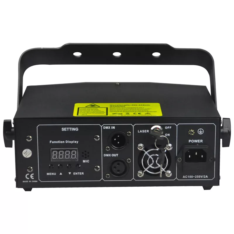 01 6-aperture RGB Laser 24 Patterns 1D Sector Crossing Beams 6CH DMX Black Out Sound Auto Master-Slave Key Switch 15W 100-250V Compact 2.2Kg Stage Light Multi-beam Animation Laser Indoor Entertainment Fixture for Party Venues Stage Equipment Colorful Laser Lighting