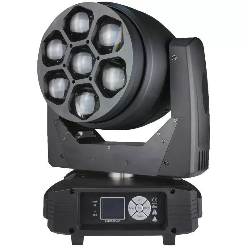 01 7*40W RGBW Bee Eye Moving Head 300W 50000H 6-50° Zoom 540° 270° Pan Tilt 51/23/35 DMX 3pin XLR IP20 LCD Stage Lighting Fixture Professional Performance Lamp Indoor Stage Device Rich Light Effects Entertainment Stage Equipment