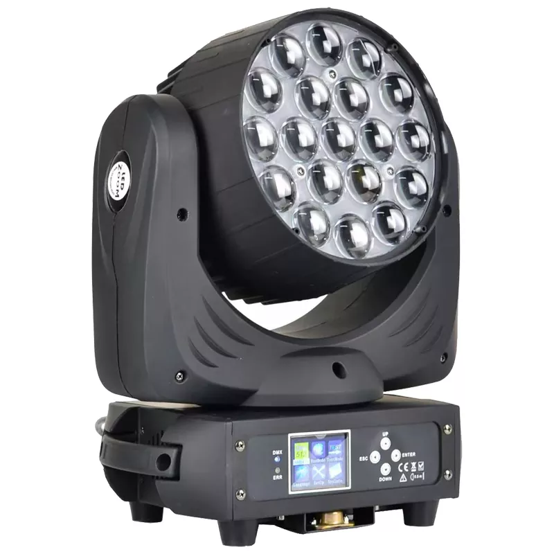01 19*15W RGBW Zoom Wash Moving Head 300W DMX 6-50° Beam Blue LCD Auto Sound Master-slave Stage Light DMX Programming Rental Performance Lamp Indoor Theater Disco TV Studio Lighting Gear for Musical Launch Event Wedding Performance Sage