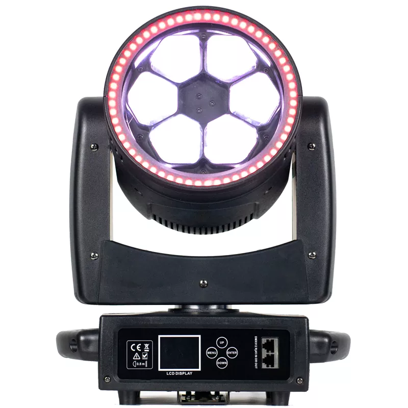 6*40W RGBW Zoom Wash Moving Head With RGB Ring 260W DMX 4-55° Wide Zoom RDM LCD IP20 Stage Light Strobe Multi Macro Wave Dream Effects Fixture Indoor Rental Performance Lamp for Banquet Mobile Stage Rental Show School Graduation Party Live Music Venue