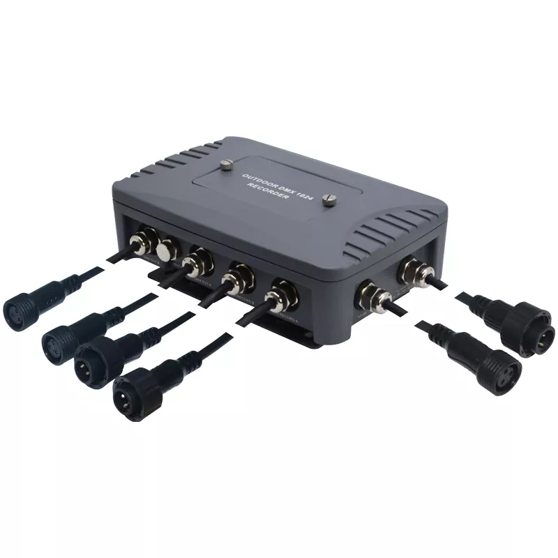 Outdoor 1024CH DMX Recorder Dual Interfaces 512M Storage 8 Programs Multi Cycle Mode System User Operation RS485 Waterproof XLR Cast Aluminum UV Resist Global Voltage Device Weatherproof DMX Player Outdoor Lighting Recording Equipment for Outdoor Stage Club Party Anti-UV Outdoor Professional Lighting Unit