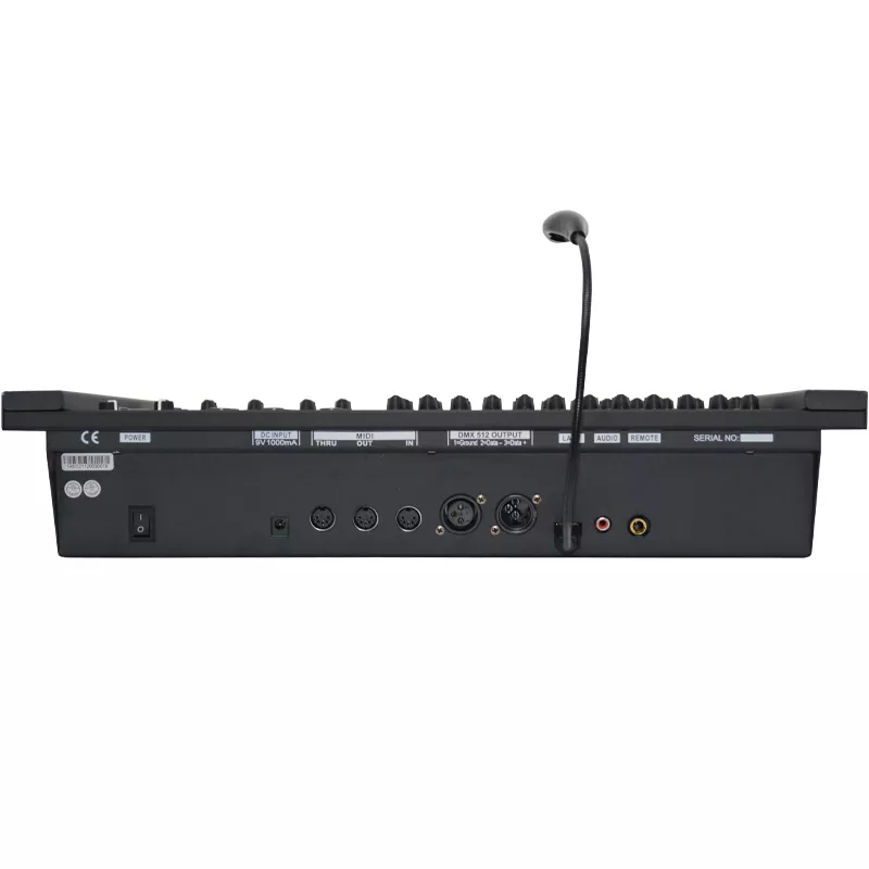 24/48CH DMX512 Dimming Console 48 Playback Faders 48000 Steps 2 Aux Buttons Adjustable Chase Fade Bidirectional Reassignable 3Pin DMX LED DC9V Device Multi Channel Lighting Controller Universal 24/48 Way DMX Console Stage Performance Equipment Indoor Lighting Controller