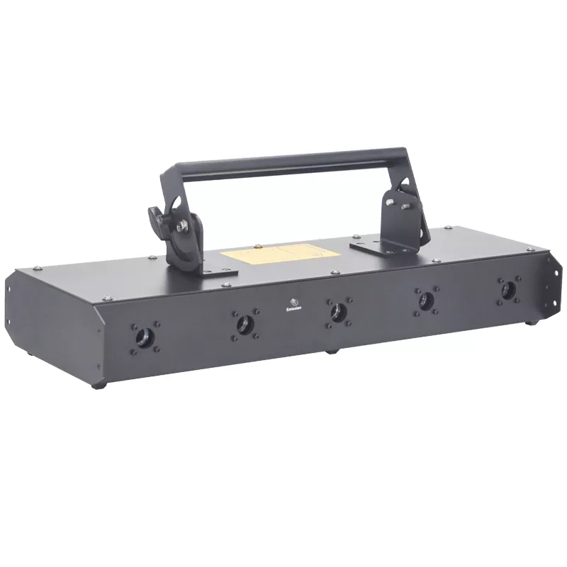 02 5-head RGB Laser Array 256-level Dimming 10cm Beam Spacing XY Adjust Dustproof 16CH DMX Sound Auto Manual Master-Slave Safety Interlock 90-250V Stage Lighting Five Parallel Beams Laser Light Professional Laser Bar Performance Equipment for Club Stage Parties Entertainment Venues Banquet Show Party