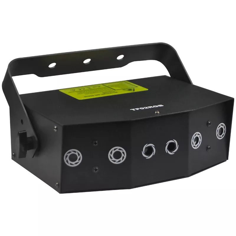 02 6-aperture RGB Laser 24 Patterns 1D Sector Crossing Beams 6CH DMX Black Out Sound Auto Master-Slave Key Switch 15W 100-250V Compact 2.2Kg Stage Light Multi-beam Animation Laser Indoor Entertainment Fixture for Party Venues Stage Equipment Colorful Laser Lighting