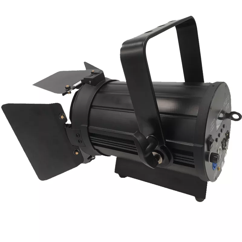 03 100W Mini LED Fresnel Spot Light Single CW WW 2IN1 RGBW 4IN1 Import COB Ra≥90 15-50Deg Manual Zoom Linear Dim DMX Master Slave Sound Auto Aluminum Black IP20 Stage Fill Lamp for Wedding Theatre Light Unit Indoor Studio Lighting Equipment Commercial Event Spotlight
