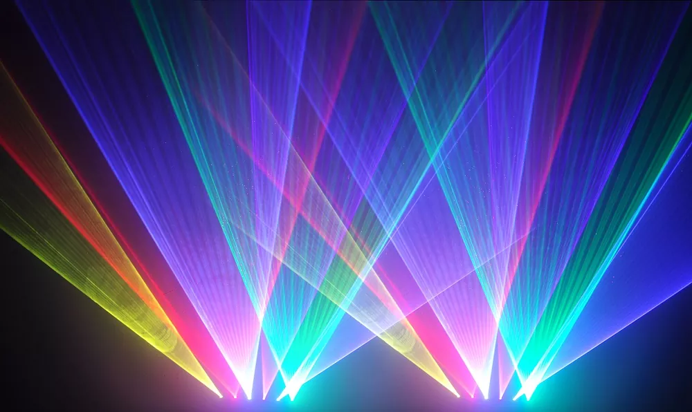 6-Heads RGB Animation Laser Light 6-Beam Array 20KPPS Scanner DMX512 12CH/60CH Control Analog Modulation IP61 Dustproof Class 4 Laser Stage Lighting Projector DMX/Sound/Auto/ILDA Modes PC Control Club Bar Party Show Lighting Equipment