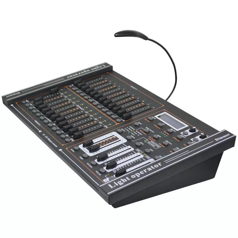 24/48CH DMX512 Dimming Console 48 Playback Faders 48000 Steps 2 Aux Buttons Adjustable Chase Fade Bidirectional Reassignable 3Pin DMX LED DC9V Device Multi Channel Lighting Controller Universal 24/48 Way DMX Console Stage Performance Equipment Indoor Lighting Controller
