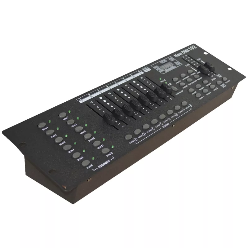 03 192CH DMX512 Controller 12 Fixtures 30 Banks 240 Scenes 6 Chases Tap-sync Beat MIDI Auto-save Rack Mount 3Pin XLR 2.0Kg Professional Lighting Console Stable Stage Controller 192 Channel Lighting Controller 6 Chase Groups Universal DMX Controller