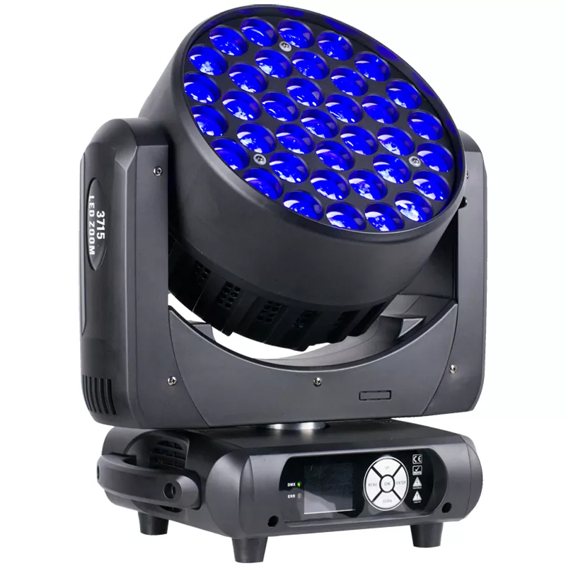 37*15W RGBW Zoom Wash Moving Head 500W DMX Strobe LCD IP20 Stage Washer Beam Macro Strobe Multi Preset Color Effects Fixture Indoor Performance Lighting Lamp Professional Event Stage Equipment for Wedding Carnival Gala Conference Concert
