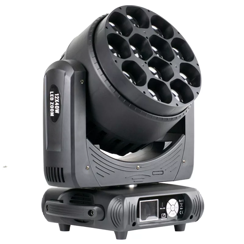 03 12*40W RGBW 4-in-1 Zoom Wash Moving Head 500W DMX 5-50° Zoom Pixel Mapping LCD IP20 Stage Washer Lighting Fixture Motorized Wide Zoom Multi Channel Professional Performance Lamp Indoor Stage Equipment for Gala Nightclub Wedding Conference Show Wedding Events