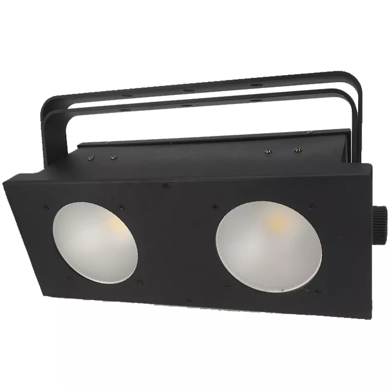 04 2*100W Nichia COB Single WW CW Blinder Light Ra≥90 30Deg Beam 11700Hz Flicker Free 2/5CH DMX Master Slave Sound Auto Metal IP20 Stage Blinder Lamp Quiet Fans Professional Studio Equipment High CRI for Film Broadcast Theatre Wedding Indoor Performance Setup