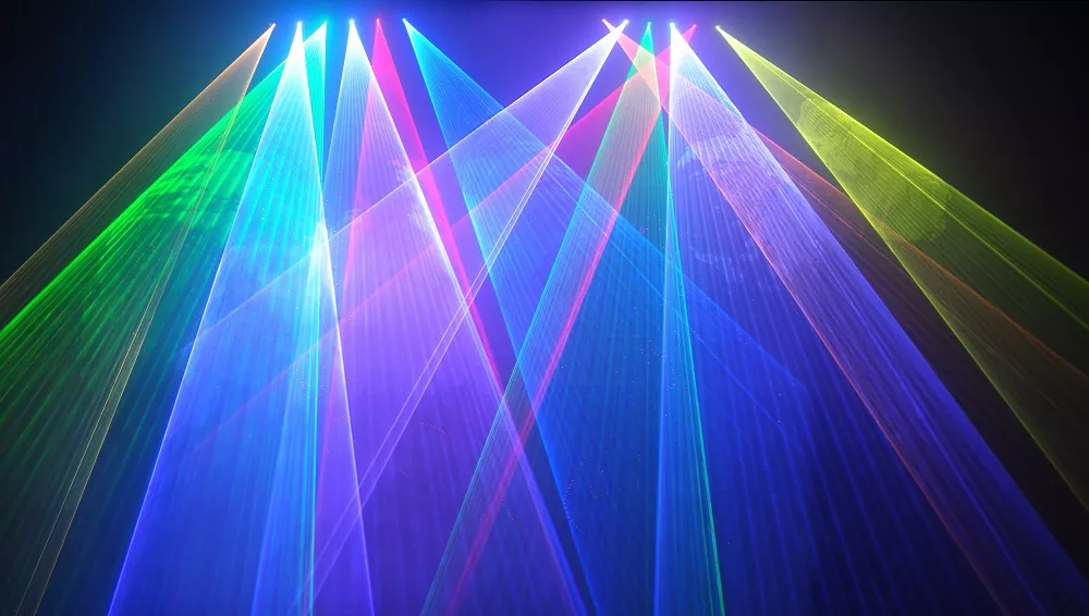 6-Heads RGB Animation Laser Light 6-Beam Array 20KPPS Scanner DMX512 12CH/60CH Control Analog Modulation IP61 Dustproof Class 4 Laser Stage Lighting Projector DMX/Sound/Auto/ILDA Modes PC Control Club Bar Party Show Lighting Equipment