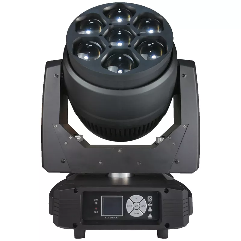 04 7*40W RGBW Bee Eye Moving Head 300W 50000H 6-50° Zoom 540° 270° Pan Tilt 51/23/35 DMX 3pin XLR IP20 LCD Stage Lighting Fixture Professional Performance Lamp Indoor Stage Device Rich Light Effects Entertainment Stage Equipment