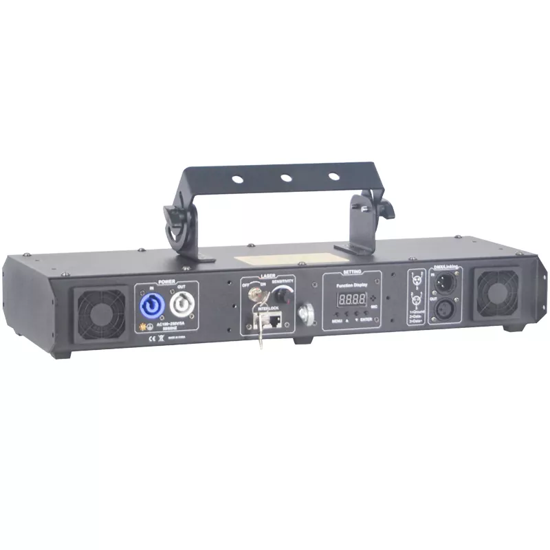 05 5-head RGB Laser Array 256-level Dimming 10cm Beam Spacing XY Adjust Dustproof 16CH DMX Sound Auto Manual Master-Slave Safety Interlock 90-250V Stage Lighting Five Parallel Beams Laser Light Professional Laser Bar Performance Equipment for Club Stage Parties Entertainment Venues Banquet Show Party