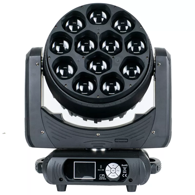 05 12*40W RGBW 4-in-1 Zoom Wash Moving Head 500W DMX 5-50° Zoom Pixel Mapping LCD IP20 Stage Washer Lighting Fixture Motorized Wide Zoom Multi Channel Professional Performance Lamp Indoor Stage Equipment for Gala Nightclub Wedding Conference Show Wedding Events
